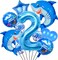40 Inch Number 2 Balloon – Cute Blue Shark Giant Foil Balloon for 2nd Birthday, Anniversary, Kids’ Shark-Themed Party & Banquet Decoration (Shark-2)
